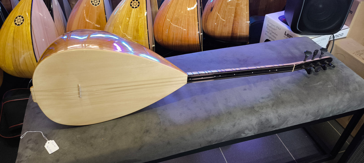 Volledig Professioneel Model Saz - Korte Hals, OYMA DUT, Ebbenhouten Ingelegde Klavier, 42 cm Tekne, Glanzende Afwerking 1427070724