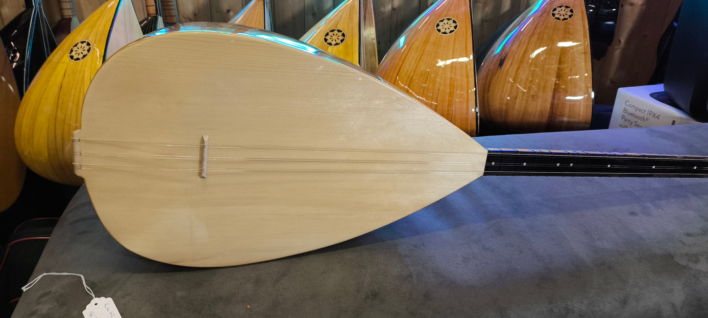 Volledig Professioneel Model Saz - Korte Hals, OYMA DUT, Ebbenhouten Ingelegde Klavier, 42 cm Tekne, Glanzende Afwerking 1427070724