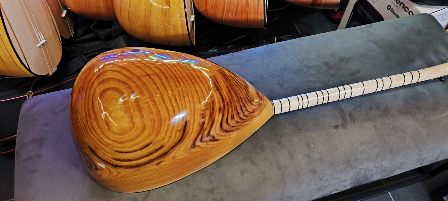Volledig Professioneel Model Saz - Korte Hals, OYMA DUT, Ebbenhouten Ingelegde Klavier, 42 cm Tekne, Glanzende Afwerking 1427070724